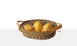 Cesta Oval Alça de Couro
